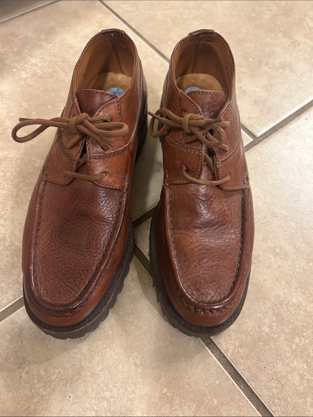 Brown Leather Lace-Up Casual Dress Shoes